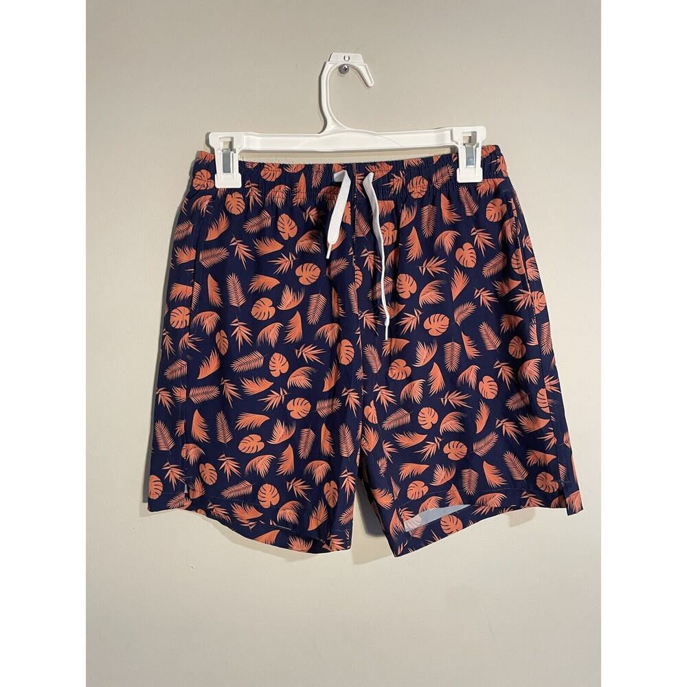 Mens BearBottom Swim Trunks Leaf Floral Blue Orange Size Medium‎ 6" Inseam